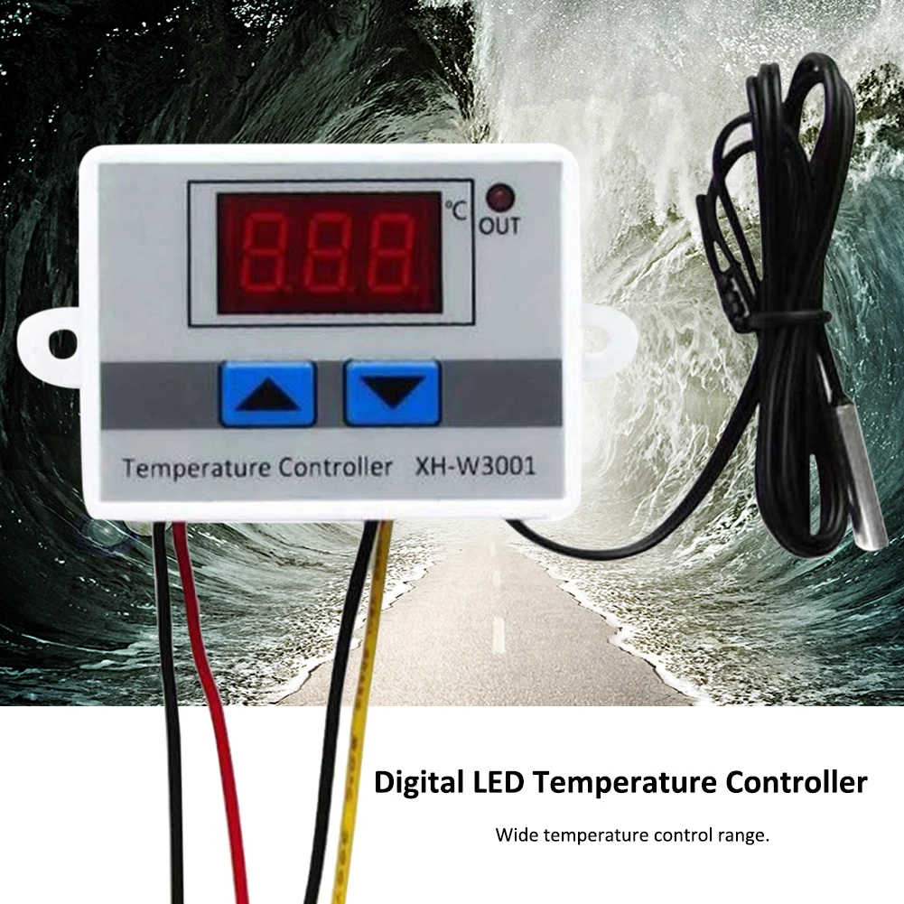 

XH-W3001 220V Digital LED Temperature Controller Thermostat Control Switch Waterproof Probe Wire Connect Temperature Sensor