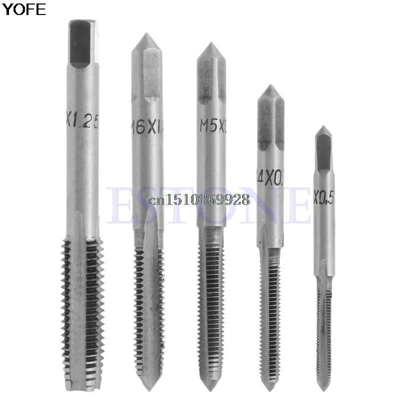 

5PCS HSS M3 M4 M5 M6 M8 HSS Machine Hand Screw Thread Metric Plug Tap Drill Set