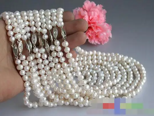 

song voge gem nanJ0268 10 Pcs round white Freshwater cultured pearl necklace