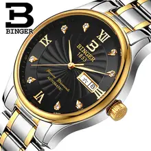 Switzerland men Wristwatches luxury brand watches BINGER luminous Quartz Wristwatches full stainless steel Waterproof B603B 4