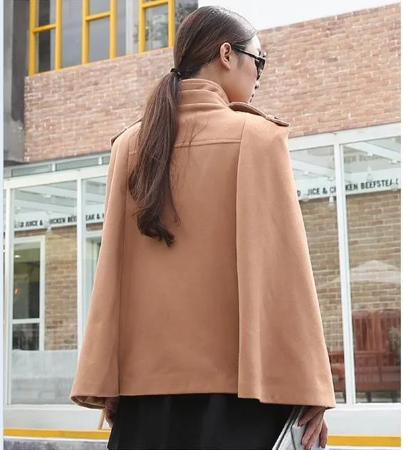 Горячая Распродажа, зимняя модная женская двубортная накидка, шерстяное пальто