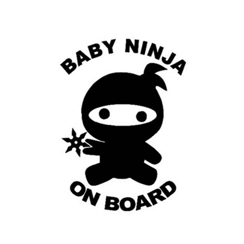 

SLIVERYSEA 14CM * 10CM Baby Ninja On Board Vinyl Decal Car Sticker for Funny Car SUV Truck Bumper Auto Door Cute Child Safety