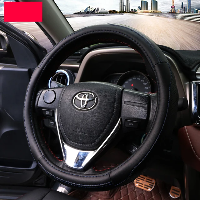 lsrtw2017 leather car steering wheel cover for toyota rav4 2013 2014