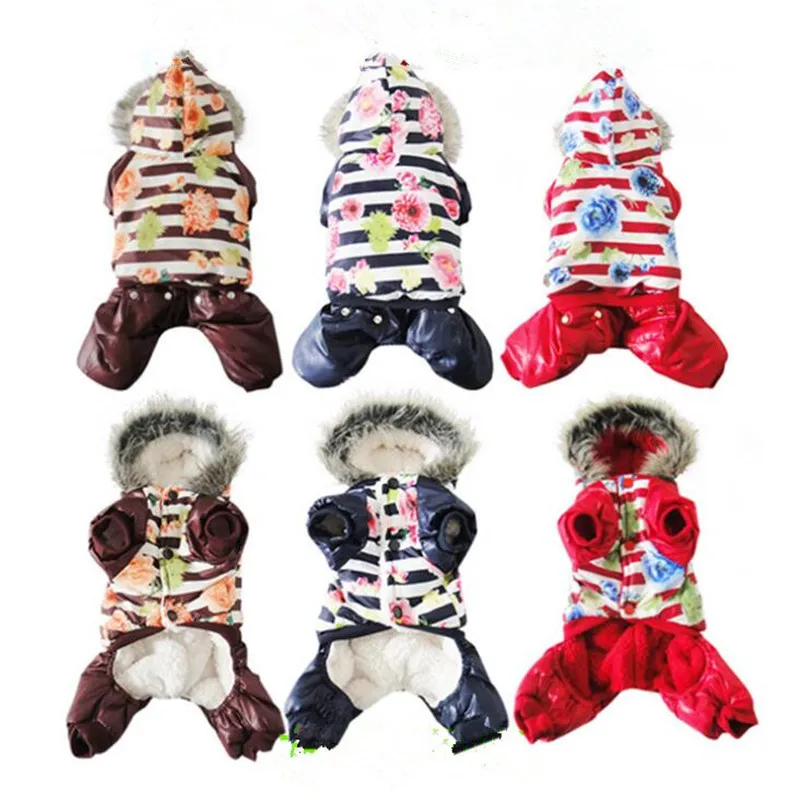 Coldproof Dog Down Coat Jacket Waterproof Pet Overcoat Floral Flower