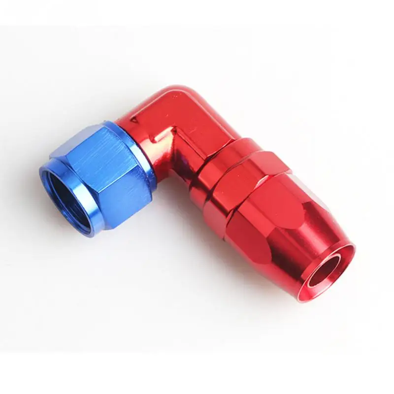 Car 90 Degree Gas Hose End Fuel Fitting Adapter Swivel Aluminum Alloy