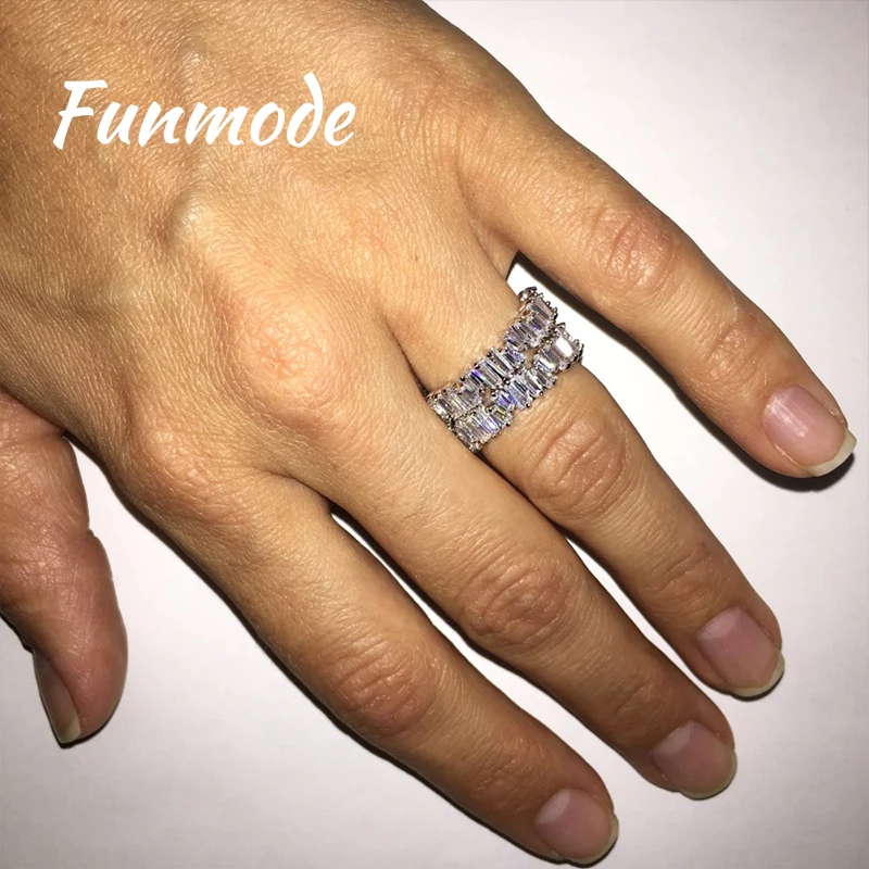 

Funmode Thin Baguette T Ring Brand Engagement Handmade Trapezoid Stone Wedding Rings For Women Finger Accessories Anel F002R
