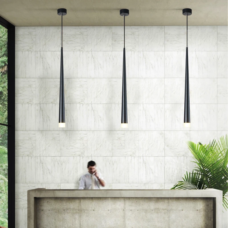  Nordic led chandelier long downlight Kitchen Restaurant Bar cone chandelier decorative chandelier b - 33026338454