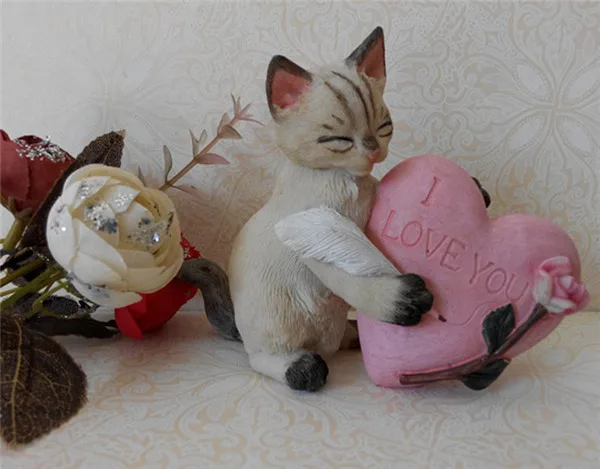 Cat Figures Resin toys car home office decoration gfits 5 styles - A