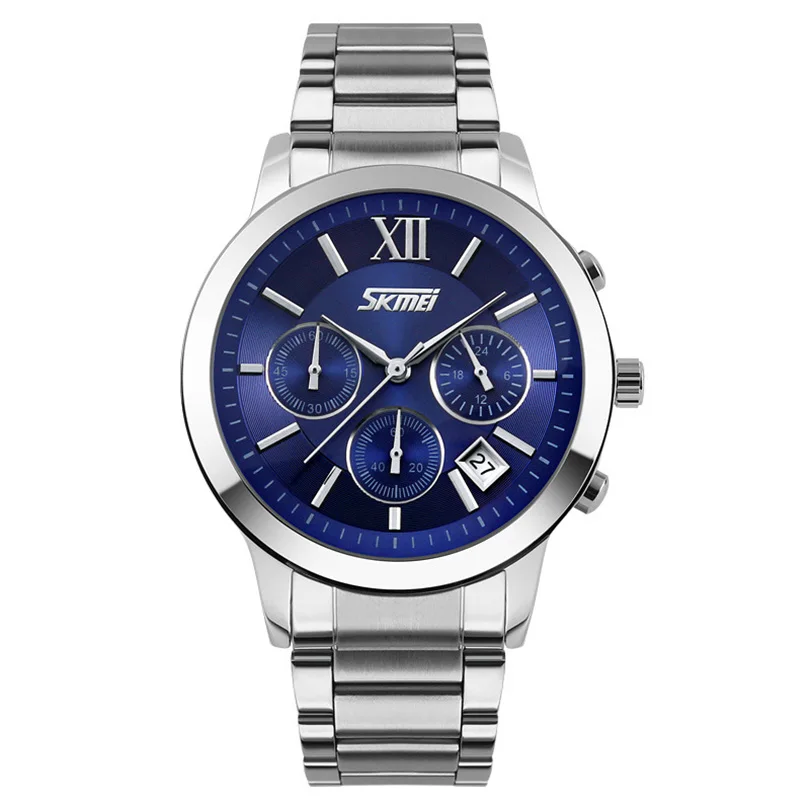 

Fashion Quartz Watch Men Multifunction Sports Watch Steel Band Wrist Watches Waterproof Male Clock Business Watch Date Display