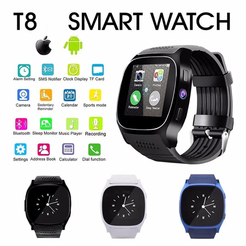 t8 bluetooth smart watch smartwatch with camera