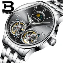 2017 NEW arrival men’s watch luxury brand BINGER sapphire Water Resistant toubillon full steel Mechanical clock B-8606MN-2