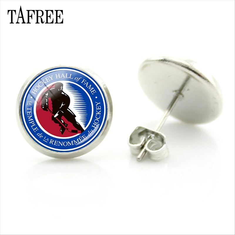 

TAFREE HOCKEY HALL of FAME Stud Earrings Souvenir New Fashion Jewelry Signet Earring For Men Women Sports Fans Gift Jewelry HY01