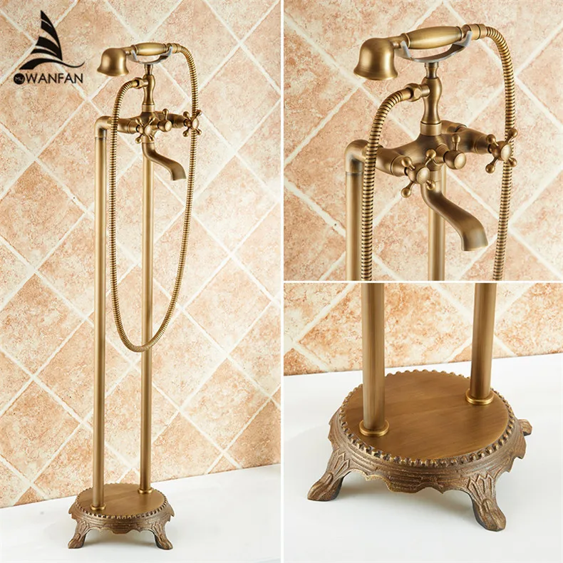 Bathtub Faucet Solid Brass Luxury Floor Standing Bathroom Bathtub