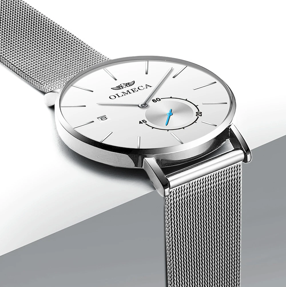 OLMECA high quality authentic men and women luxury trend watch ultra-thin mesh belt quartz watch free postage OLMECA high quality authentic men and women luxury trend watch ultra-thin mesh belt quartz watch free postage