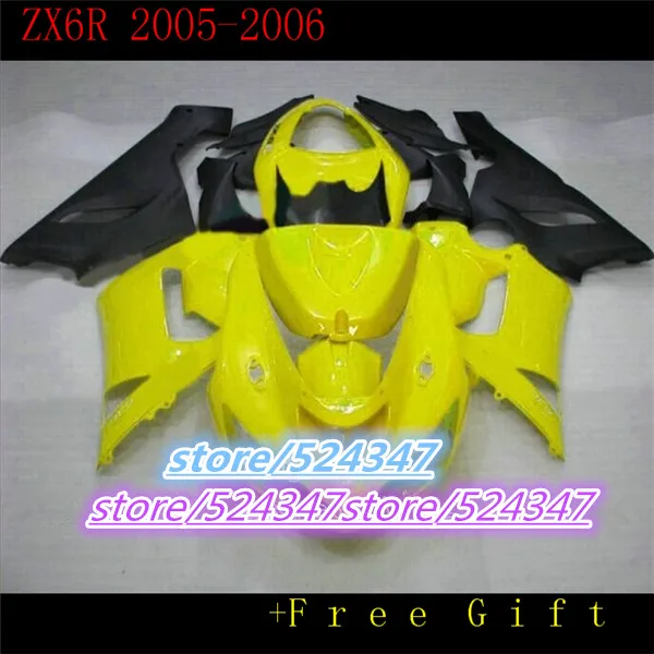 

100% of cheap selling motorcycles For repsol kawasaki ninja ZX6R 05 06 ZX6R, 636, 2005, 2006 pure yellow fairing black part