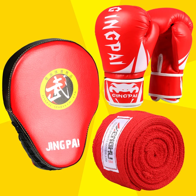 

Boxing Gloves Pads for Muay Thai Kick Boxing MMA sanda Training PU foam boxer target Pad + boxing gloves + hand wraps one set