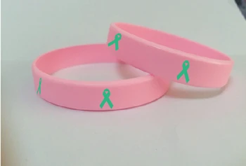 

Silicone bracelet SILICONE BRACELET Pink Color Silicone bracelet ,LOGO:Green Ribbon .202*12*2MM Free Shipping