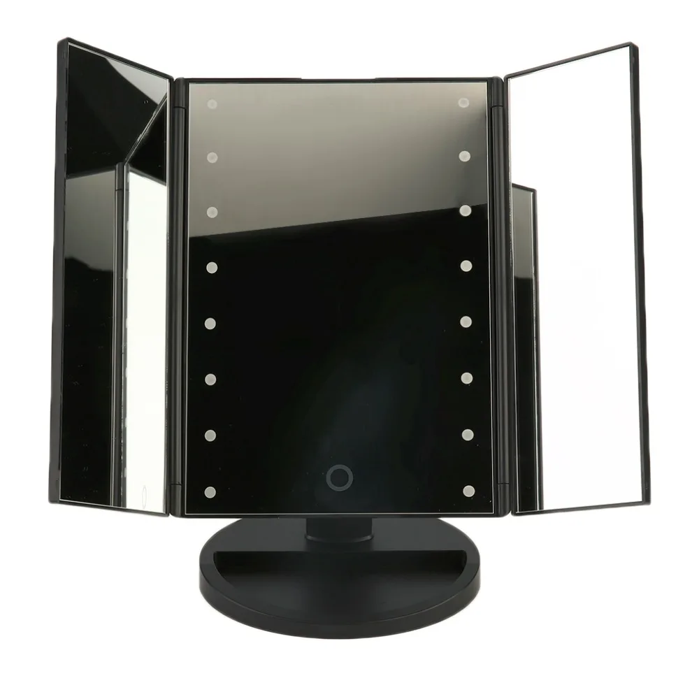 

2018 Portable Three Folding Table LED Lamp Luminous Makeup Mirror Cosmetic Mirror Adjustable Tabletop Countertop Light Mirrors