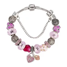 

NEW! Perfect Charm logo Engraved Lock you promise bracelet pandoras S925 Silver beads chain women jewelry making gifts,1pz