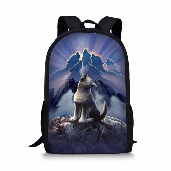 Прохладный 3D Wolf Moon рюкзак для школьников жгут основной дети динозавров Bagpack дизайнер Bookbags полиэстер - Цвет: Z1911C