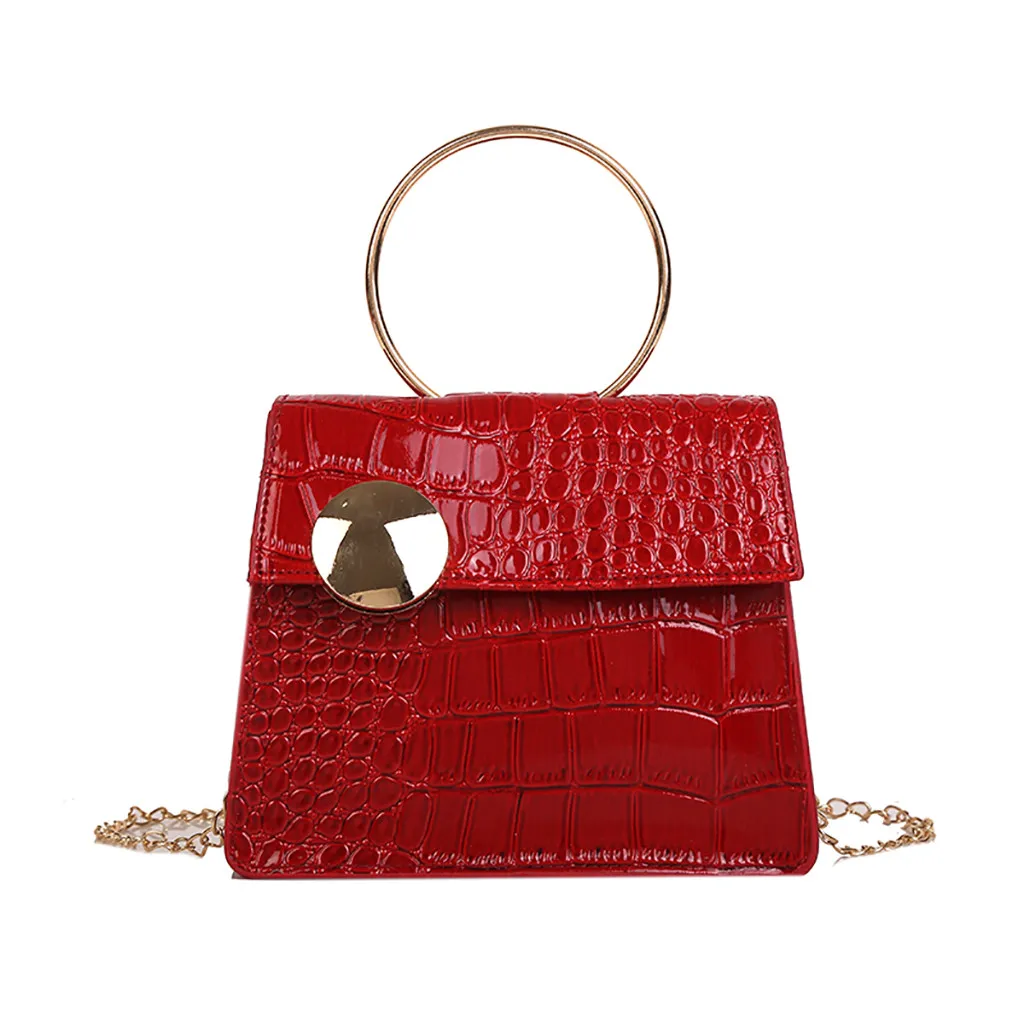 Для женщин камень сумка-мессенджер с орнаментом сумки через плечо для Дамская Мода Лакированная кожа цепи сумка bolsas de mujer;#30 - Цвет: Wine Red