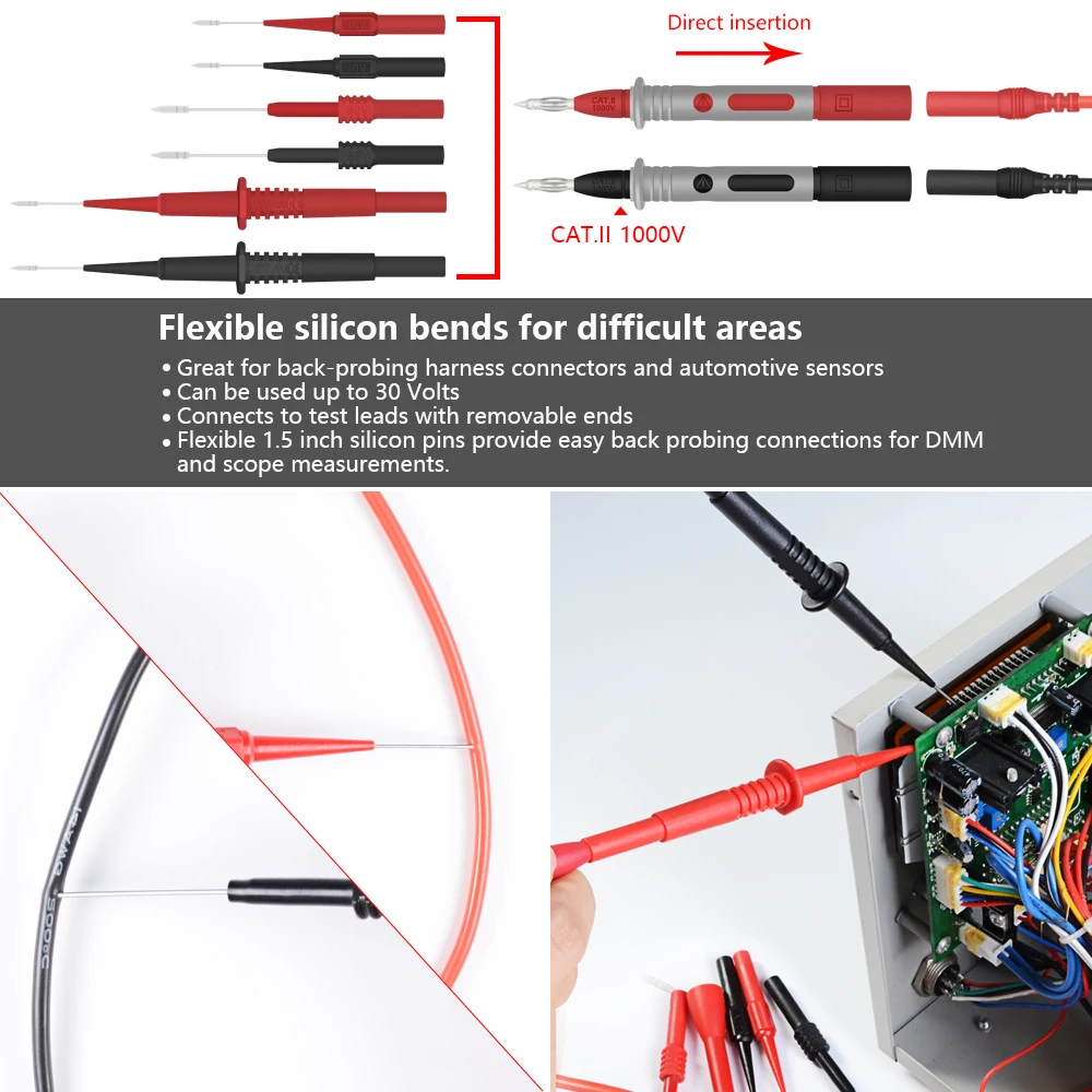 Цифровой мультиметр, набор тестовых наконечников, острый гибкий Безопасный Набор, зонд, Аллигатор, аксессуары, мультиметр, пробник, тестовый набор