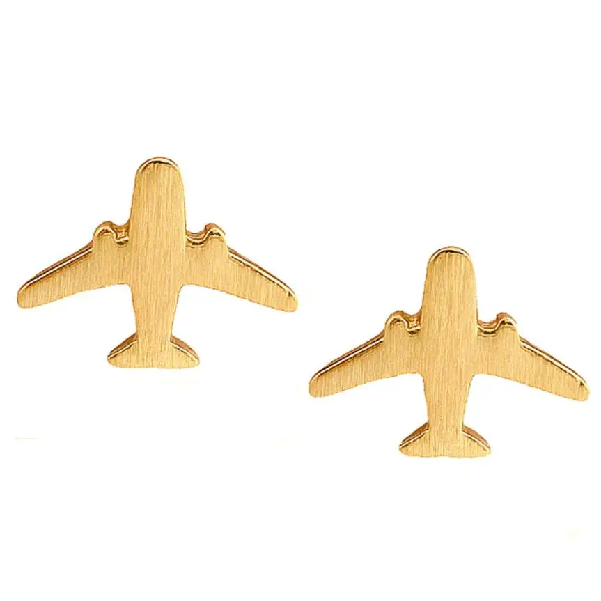 

2017 New Arrival 1 Pair Elegant Aircraft Shape Creative Sweet Stud Earring Jewelry Delicate Girlfriend Gift
