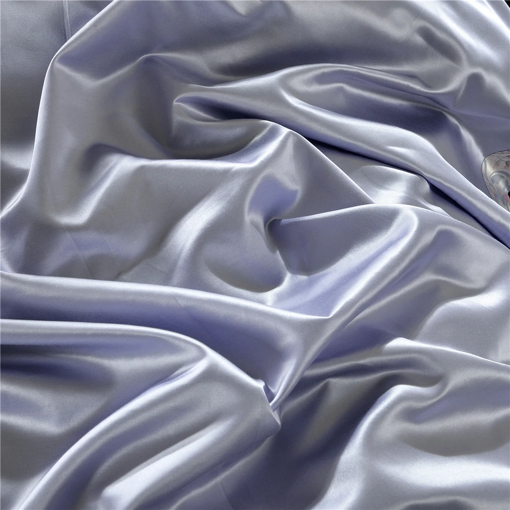 HS الفاخرة 4 قطع الفراش مجموعات 100% 28 Momme النقي طويلة مجدولة التوت الحرير الجاكار الحرير الأوروبية نمط الملك حجم طاقم غرفة نوم