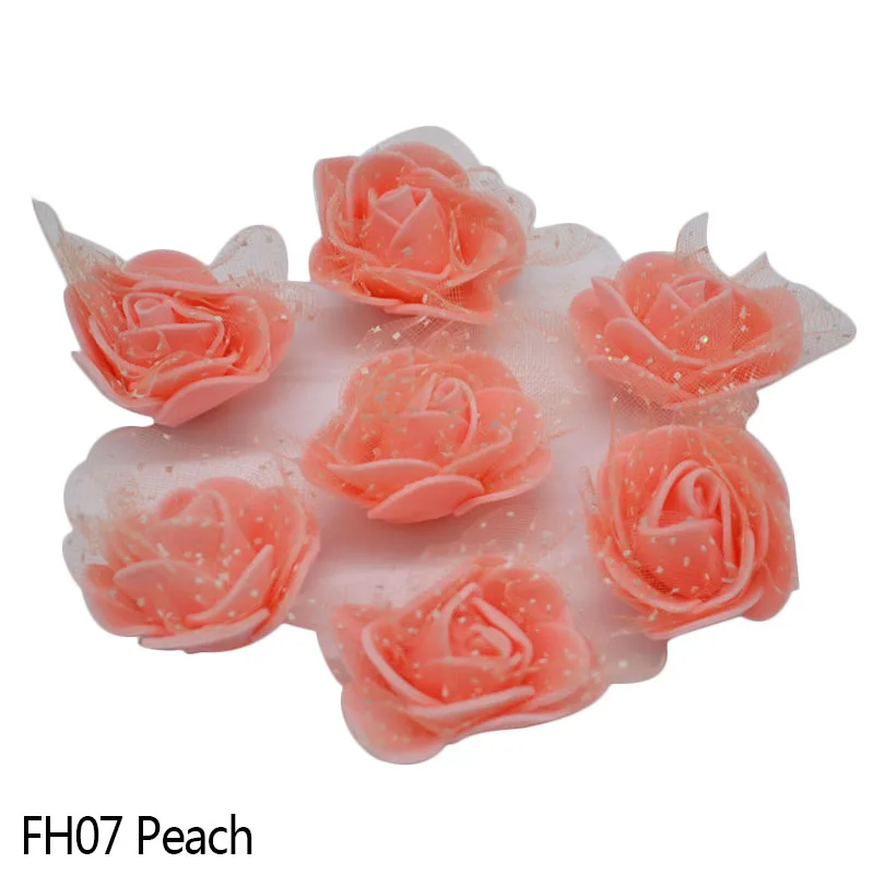 50 шт./лот, 3,5 см, пенопластовые цветы ручной работы, искусственные из ПЭ пены, голова цветка розы, свадебное украшение для дома, сделай сам, скрапбукинг, ремесла - Цвет: Peach
