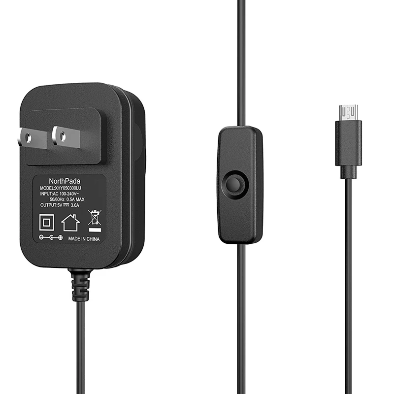 

5V 3A Power Supply Charger AC Adapter Micro USB Cable with Power On/Off Switch For Raspberry Pi 3 banana pi pro Model B B+ Plus