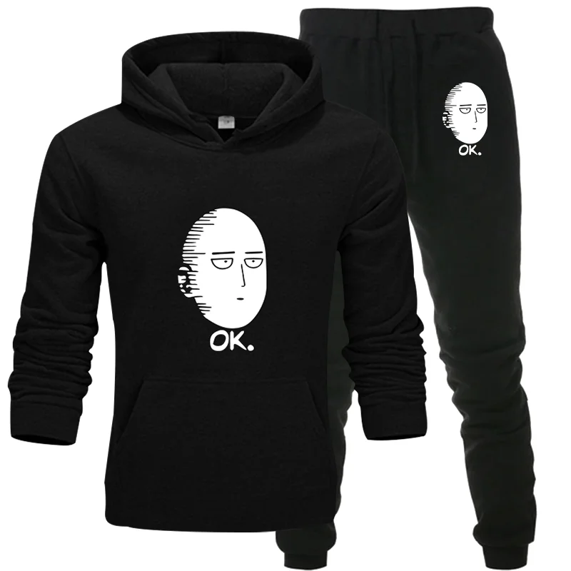 

New Fashion Printed ONE PUNCH MAN Men's Jogging Hoodie Sweatpants Set Pullover Sweat Pants Sports Tracksuit