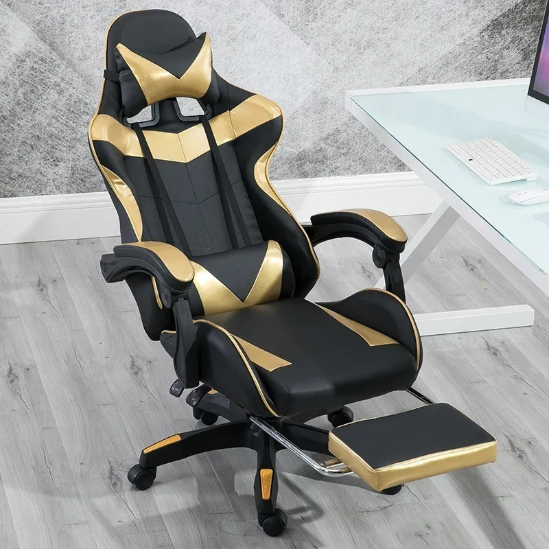 Европейский Силла массажный стул геймера компьютерная игровая регулируемая высота геймера вращающийся подлокотник ПК домашний офис интернет шезлонг - Цвет: 2 Nylon and footrest