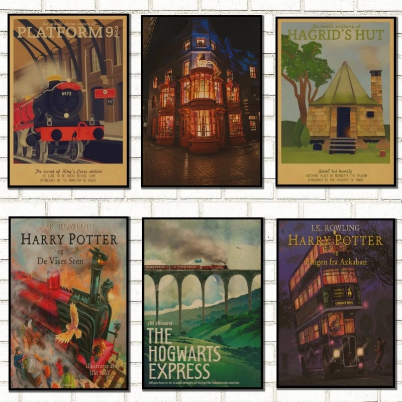 

vintage poster Harry Potter Hogwarts Express Diagon Alley Hogsmeade etc Film / kraft paper Movie Posters/7003