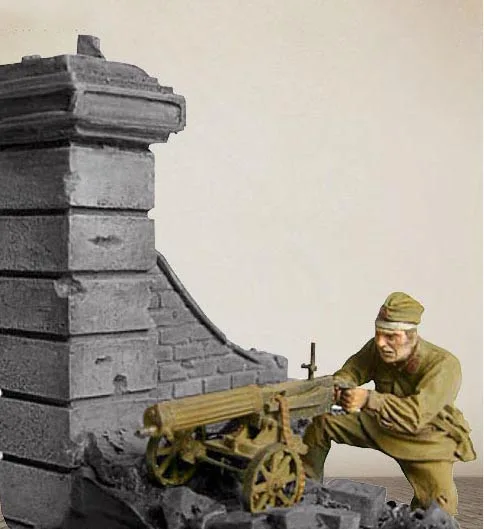 

1/35 Scale Unpainted Resin Figure Soviet Machine Gunner (contain base)