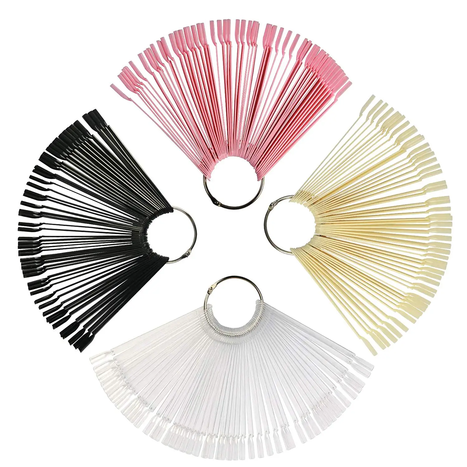 

METABLE Nail Art Tips Fan 200 Pcs Nail Polish Display Board Swatches Sticks Salon Practice Tools Color Palette with Metal Holder