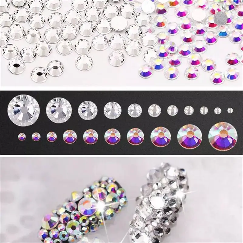 

AAA rhinestone SS3-SS40 crystal AB clear 3D nail art decoration gems Non Hotfix flatback Rhinestones for Nails art 042