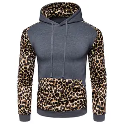 2018 Новый Для мужчин одежда осень в студенческом стиле золотой леопард хеджирования Weatshirts Для мужчин Повседневное уменьшают толстовки с