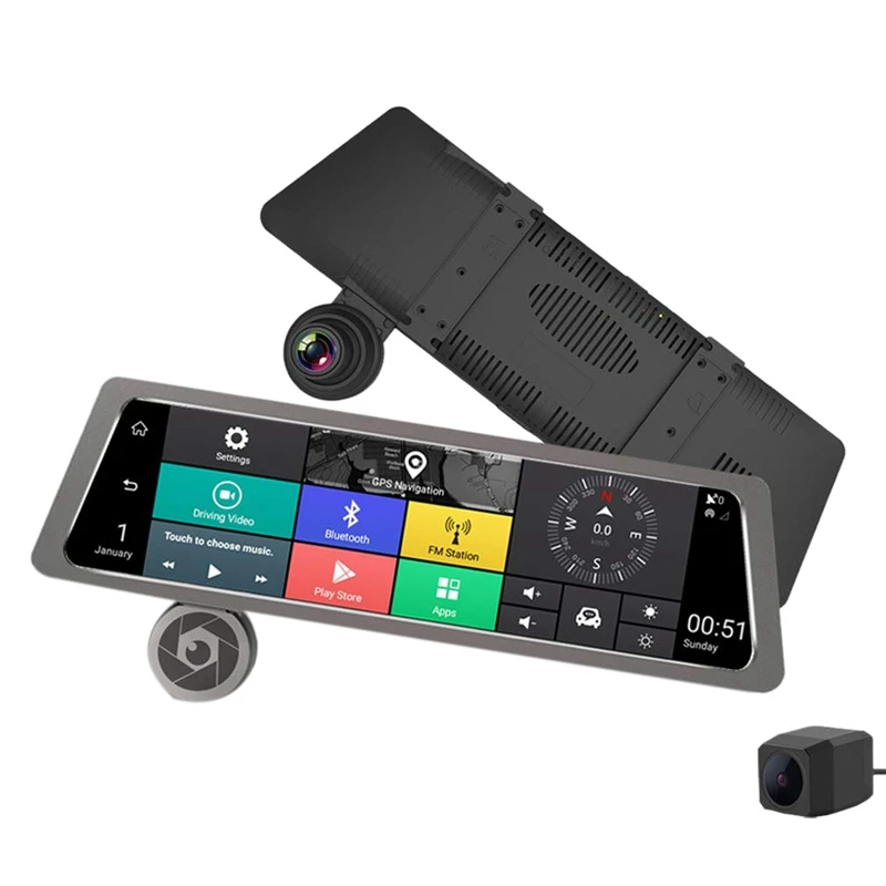 10 Inch Full Screen 4G Press Ips Universal Bundled Car Dash Cam Rear View Reversing Mirror With Gps Bluetooth Wifi Android 5.1 | Автомобили
