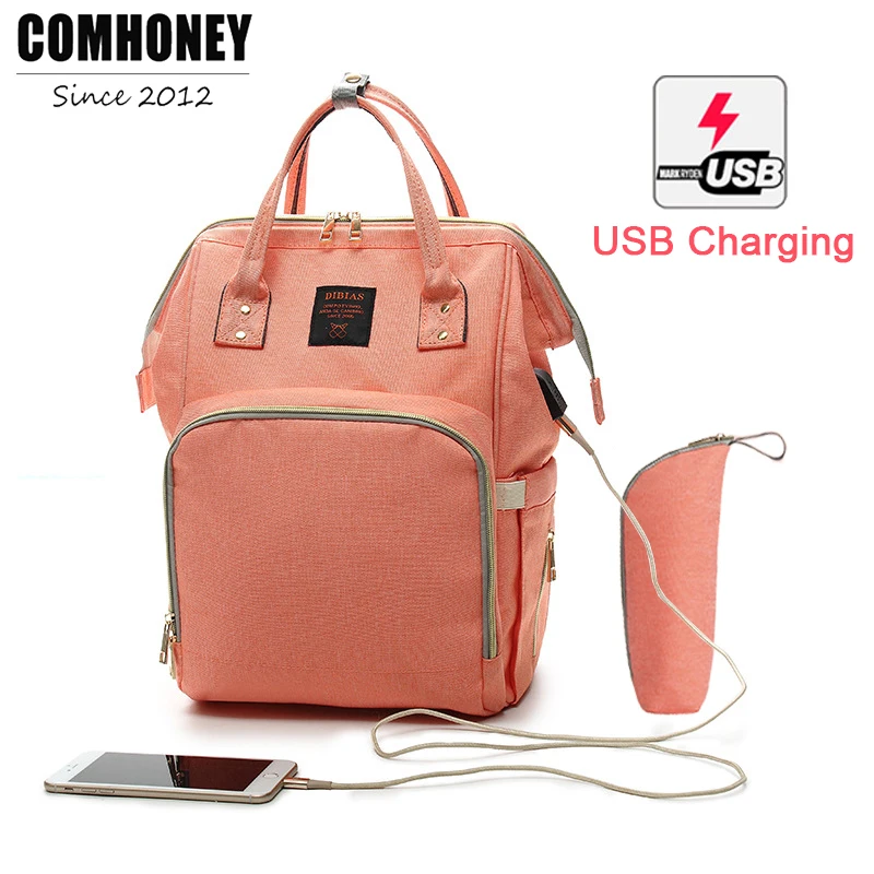 

Baby Care Bags USB Charge Diaper Backpack Fashion Maternity Bag Organizer Waterproof Large Capacity Nappy Changing