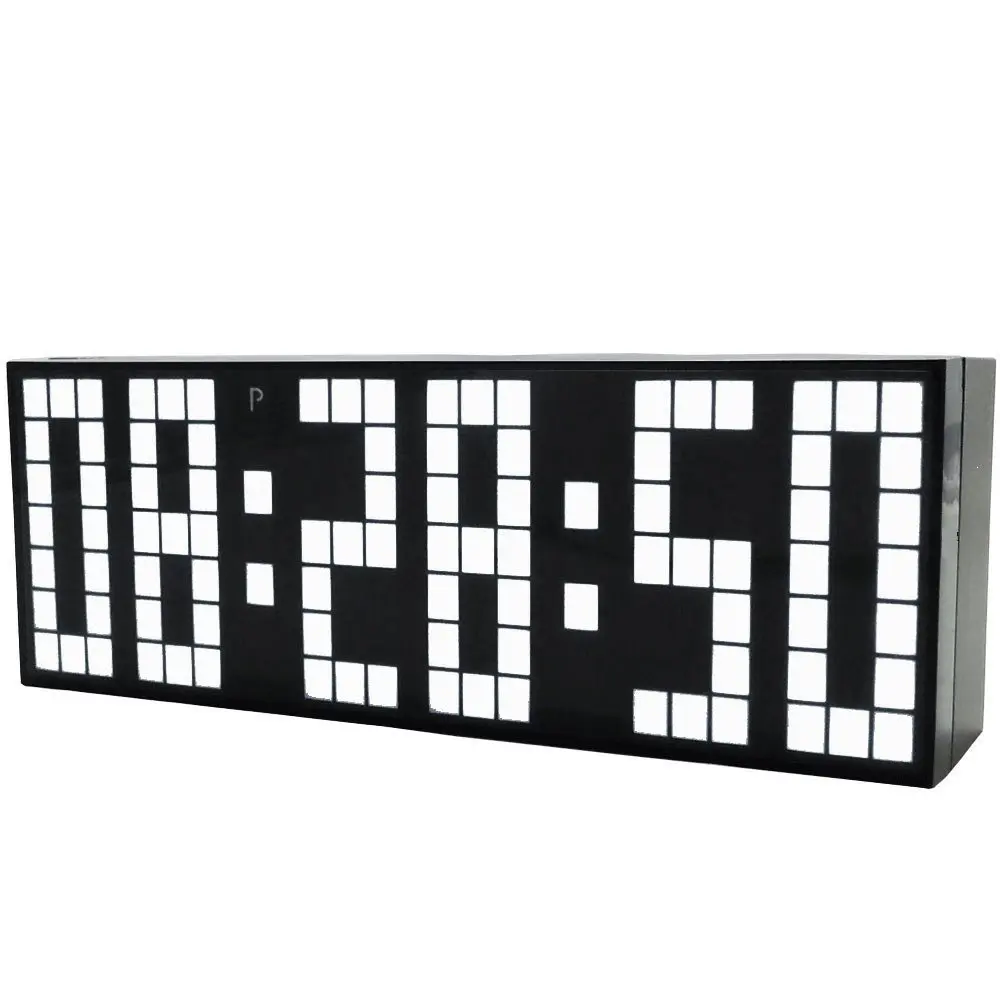 Цифровой большие цифры LED Повтор для спальни будильник настенные часы, календарь подсветка погода часы Рождественский подарок - Цвет: white