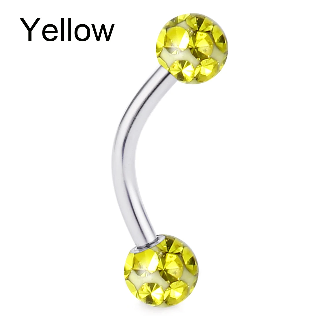 1 шт. эпоксидной Кристалл Ferido мяч кольца для губ изогнутая гантель из нержавеющей стали для бровей Пирсинг для тела ювелирные изделия для Для женщин девочек MD08 - Окраска металла: Yellow Color