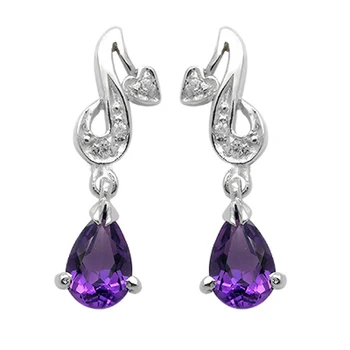 

Brincos Qi Xuan_Fashion Jewelry_Elegant Purple Stone Flower Earrings_S925 Solid Silver Fashion Earrings_Factory Directly Sales