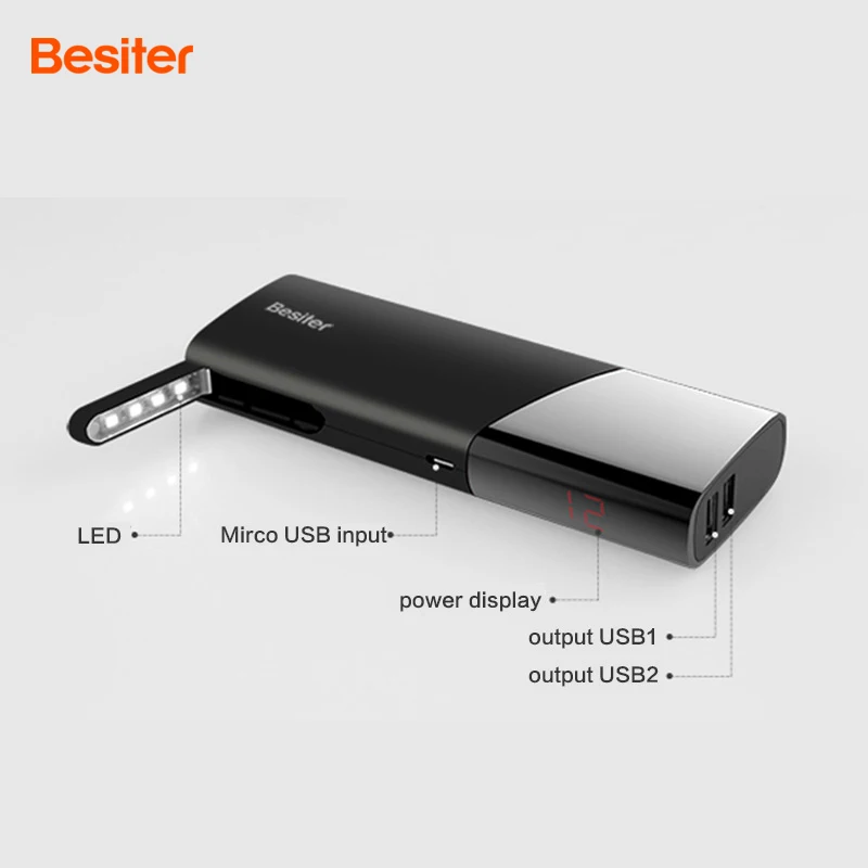 imágenes para Besiter 10000 mah Banco de la Energía del Cargador de Batería Externa para Los Teléfonos de Doble Puerto USB Portátil Cargador de Corriente con LCD para el Regalo imágenes para Besiter 10000 mah Banco de la Energía del Cargador de Batería Externa para Los Teléfonos de Doble Puerto USB Portátil Cargador de Corriente con LCD para el Regalo