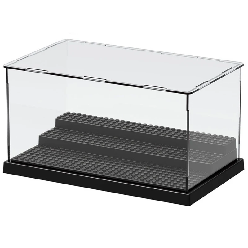 

1pc 3 Steps Display Case/Box Dustproof ShowCase Gray Base For Blocks Acrylic Plastic Display Box Case 25.5X15.5X13.8cm