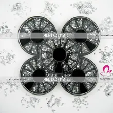 DHL-12 видов стилей Дизайн ногтей Стразы смешанные A_Grade 78000 шт. прозрачный/серебро Цвет акриловых ногтей Стразы 65 Колёса