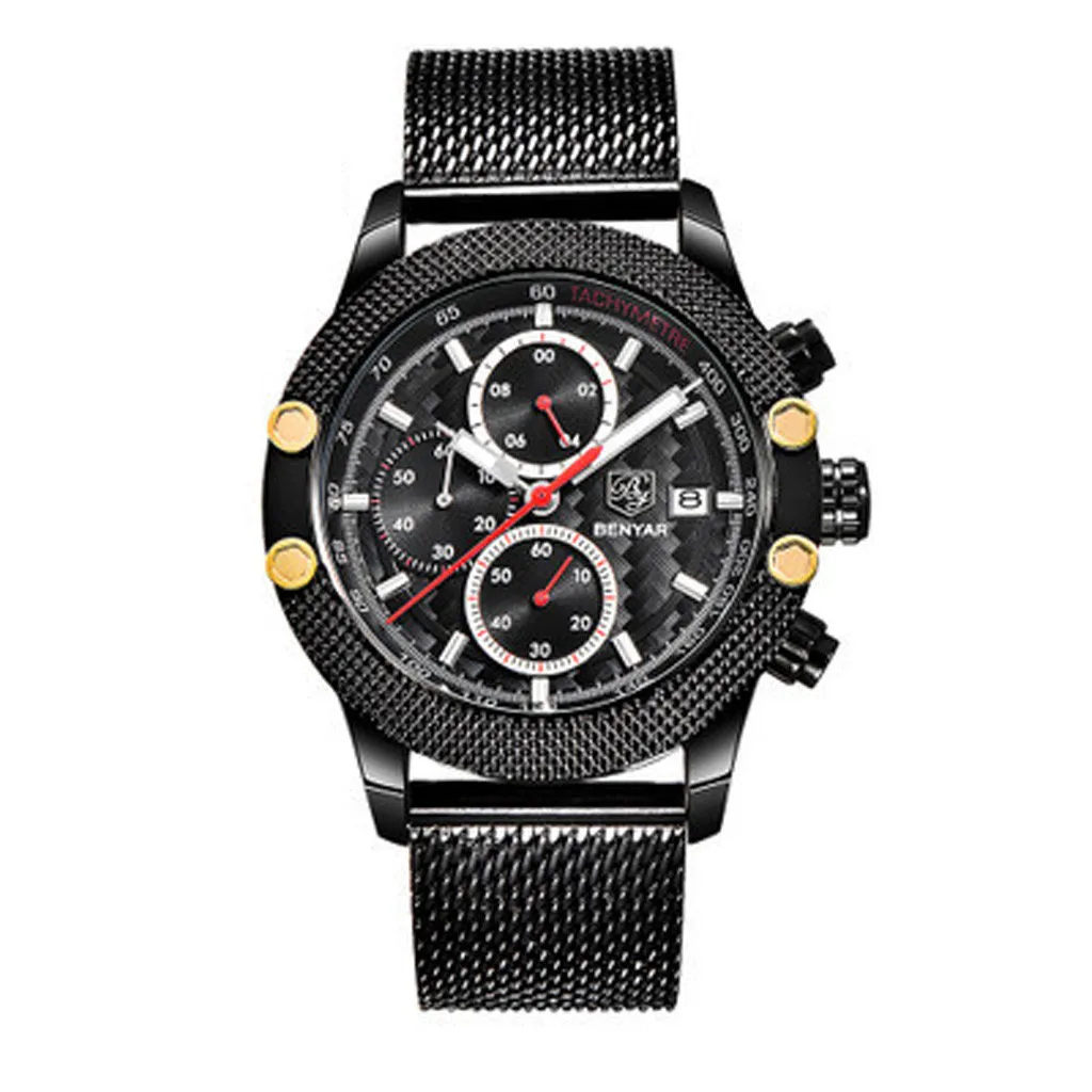 

BENYAR Sport Men Mesh Band Waterproof Quartz Watch mens watches top brand luxury Wristwatches men's wrist watches relogio