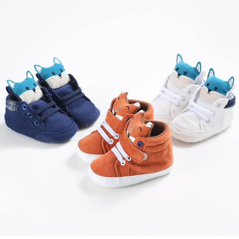 

LANSHITINA Skid-Proof Baby Shoes Soft Cotton Boys Girls Cartoon Fox Infant Shoes Slippers 0-6 6-12 12-18 First Walkers C-215
