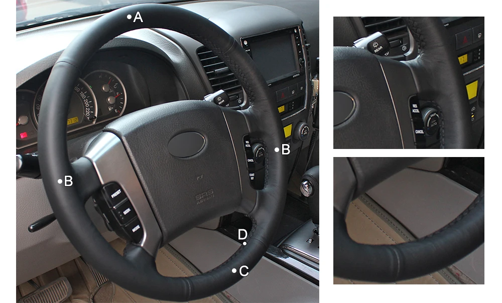 Прошитая вручную черная искусственная кожа Противоскользящий мягкий чехол рулевого колеса автомобиля для Kia Sorento 2004 2005 2006 2007 2008