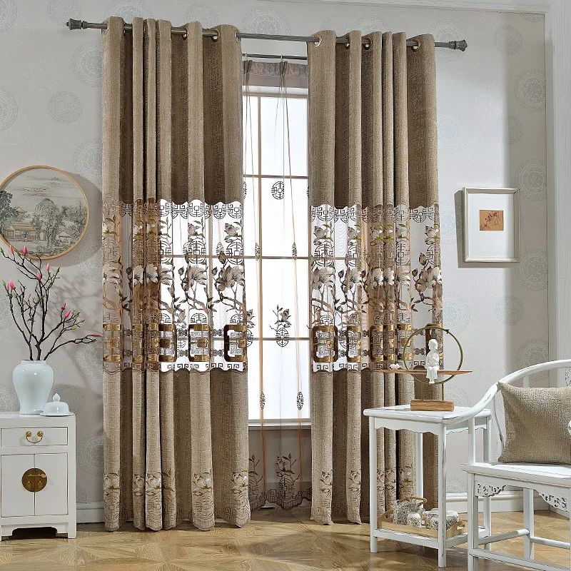 

Modern Chinese Style Shading Curtains for Living Dining Room Bedroom.