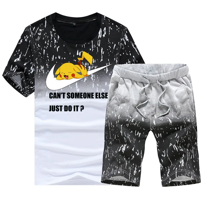 

Men suit short sleeve plus shorts set two-piece Chinese street uniform Just Pikachu Do It 6XL Guccy Suprem championS tommIS